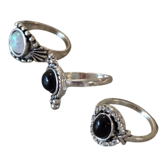 Vintage Bohemian Silver Tone Ring Set - Picture 2 of 2